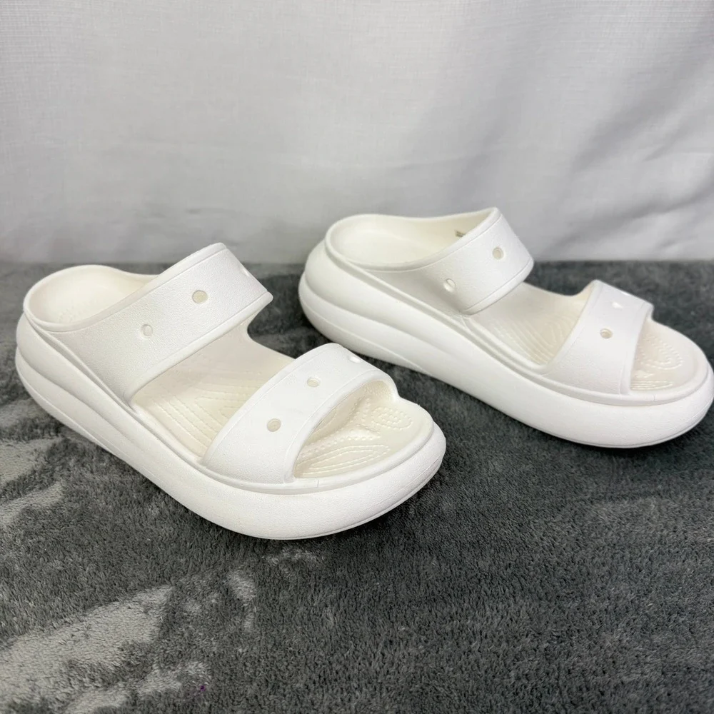 Crocs Platform Sandals White Comfort Slides Lightweight Women's Size 9‎